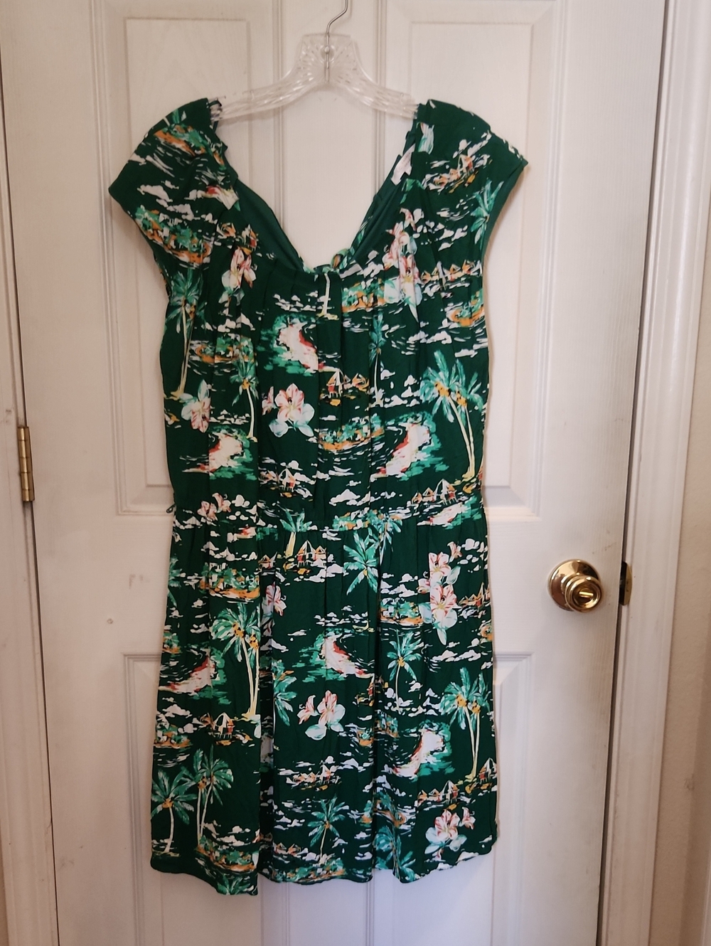 LC Lauren Conrad Green Tropical One-Shoulder Dress